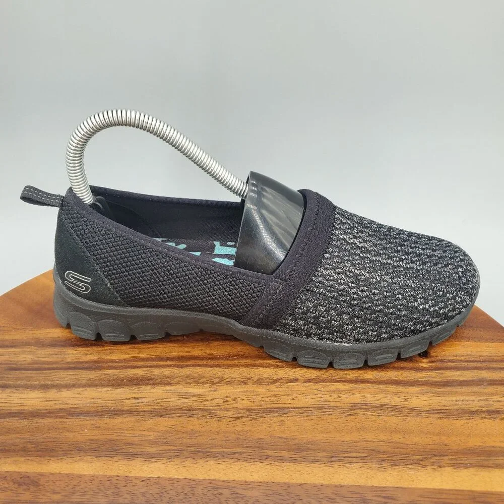 Skechers EZ Flex Shoes Women's 8 Black Slip On Athletic Comfort Walking Sneakers